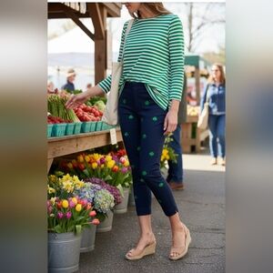 Castaway Nantucket Navy Kelly Shamrock Sz 10 Capri Pants NWT